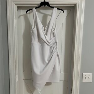Bisou Bisou Cream Asymmetrical Ruched Cocktail Dress